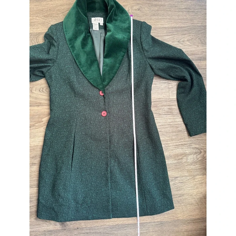Apart Impressions Vintage Womens Green Dress Coat‎ Long Blazer Size 8